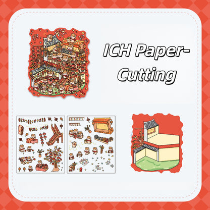 Good Luck New Year 3D Sticker | 4 Cute Miniature Scenes