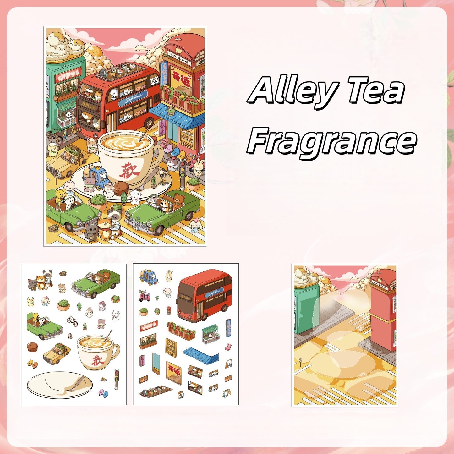 Paw's Town 3D Sticker | 4 Cute Miniature Scenes
