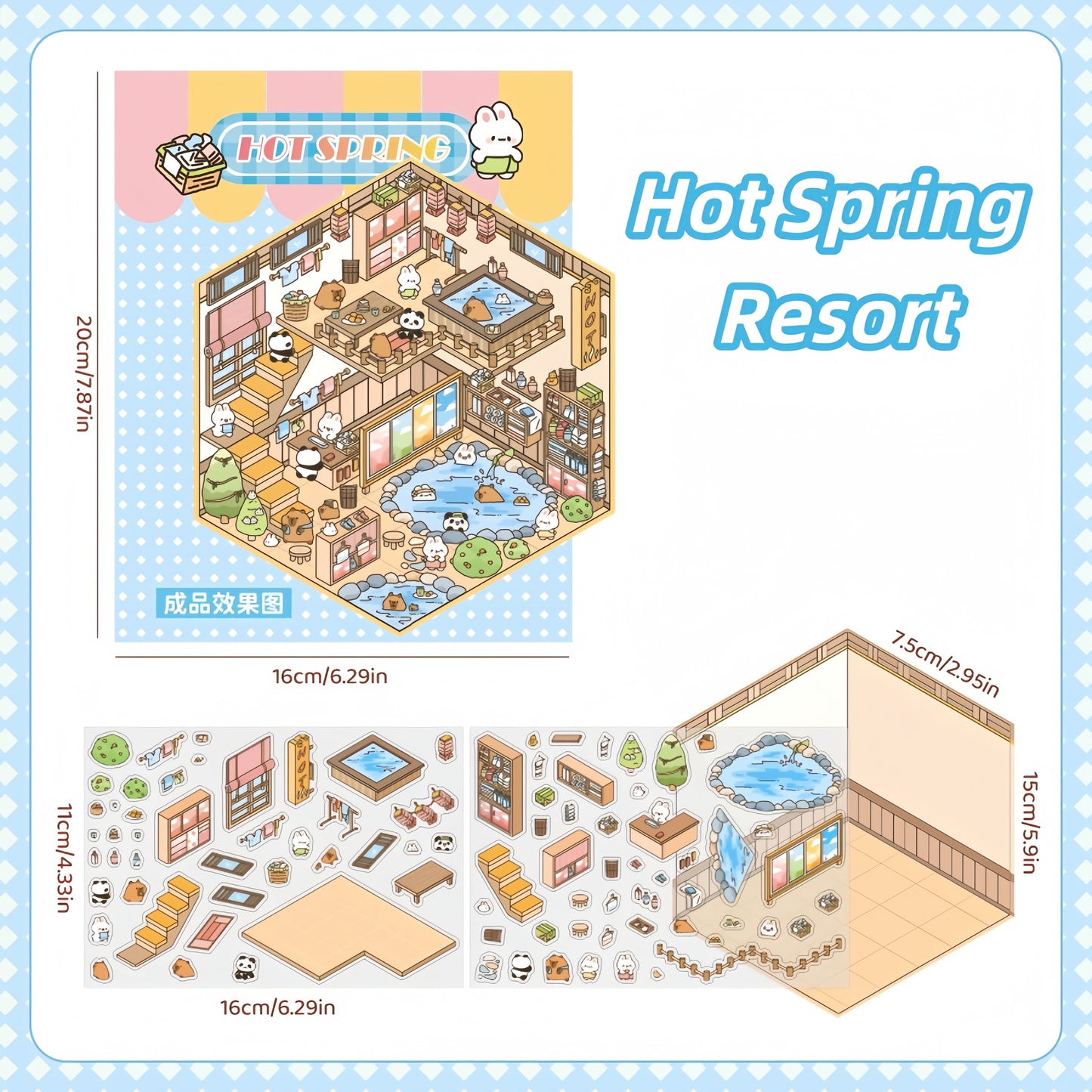 Paw's Shop 3D Sticker | 4 Cute Miniature Scenes