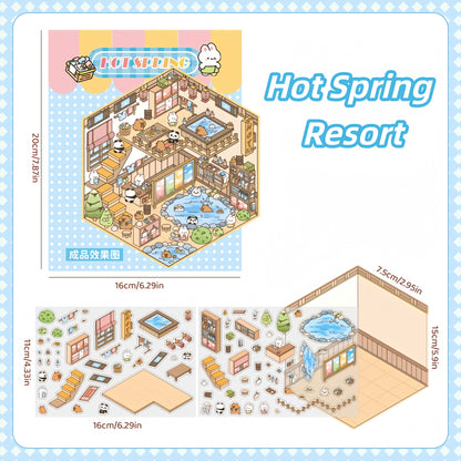 Paw's Shop 3D Sticker | 4 Cute Miniature Scenes