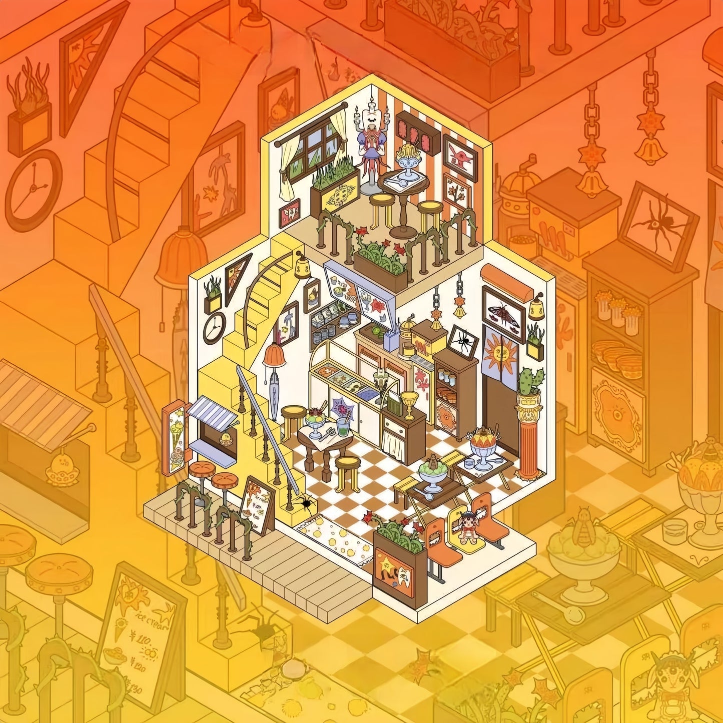 Simulation Management 3D Sticker | 4 Cute Miniature Scenes
