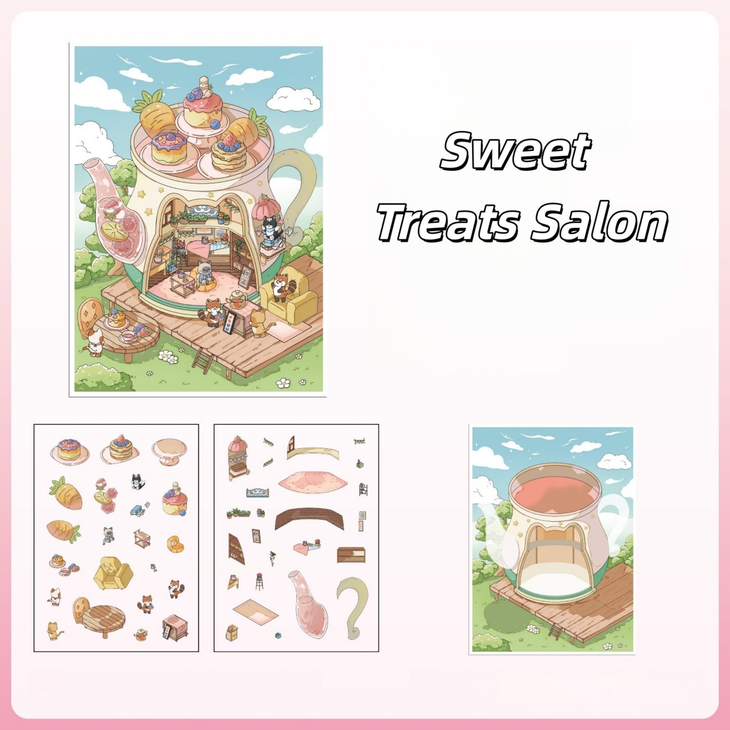 Holiday life 3D Sticker | 4 Cute Miniature Scenes
