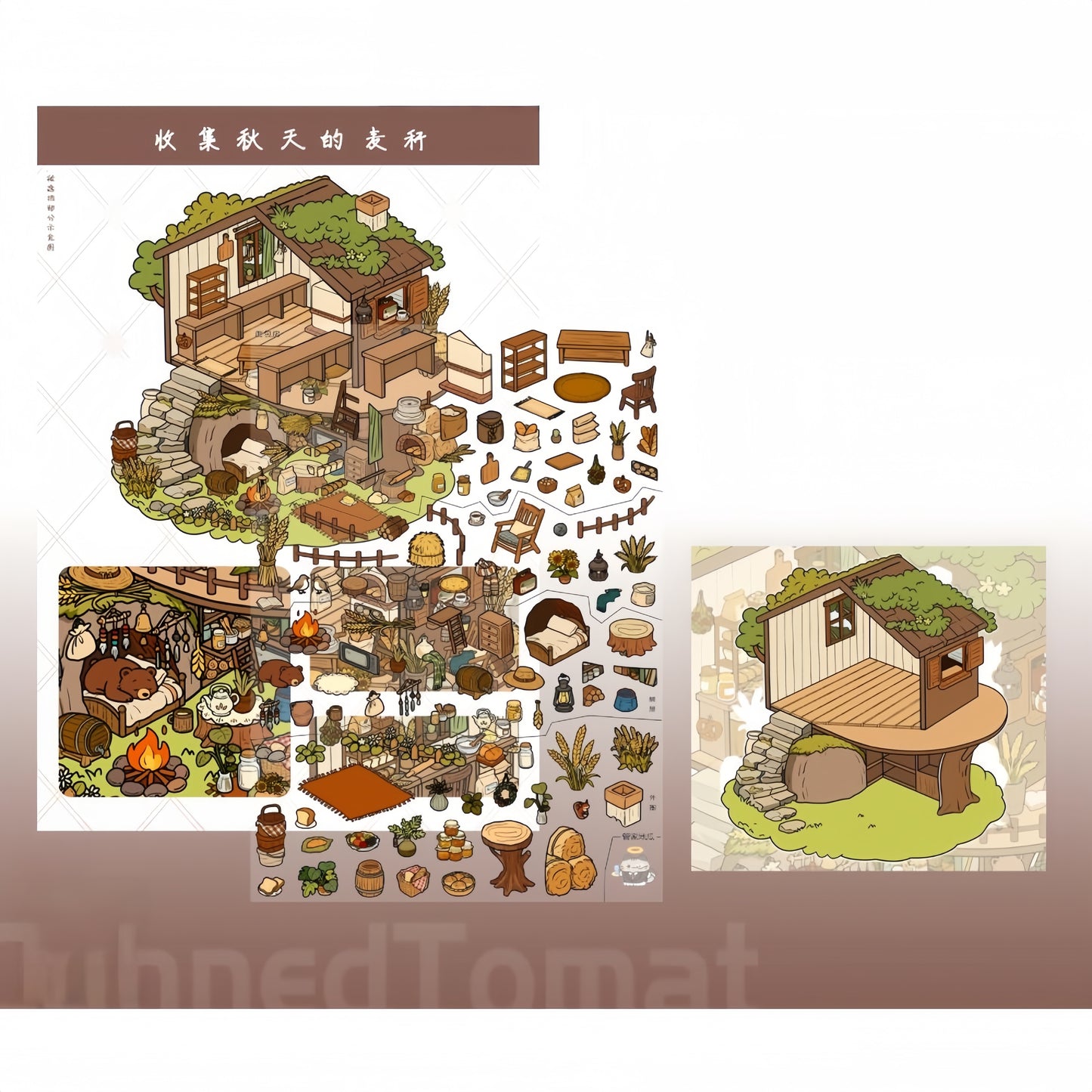 Nature Poems 3D Sticker | 5 Cute Miniature Scenes