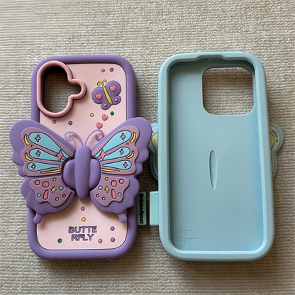 3D Butterfly Stand Silicone Phone Case