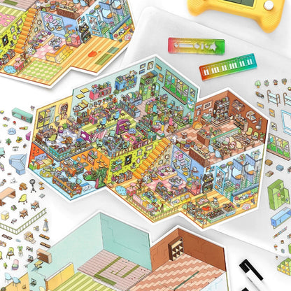 Work Routine 3D Sticker | 2 Cute Miniature Scenes