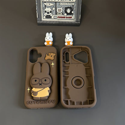 Black Miffy Stand Silicone Phone Case