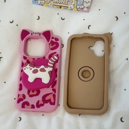 Anime Leopard Pattern Kitty Silicone Phone Case