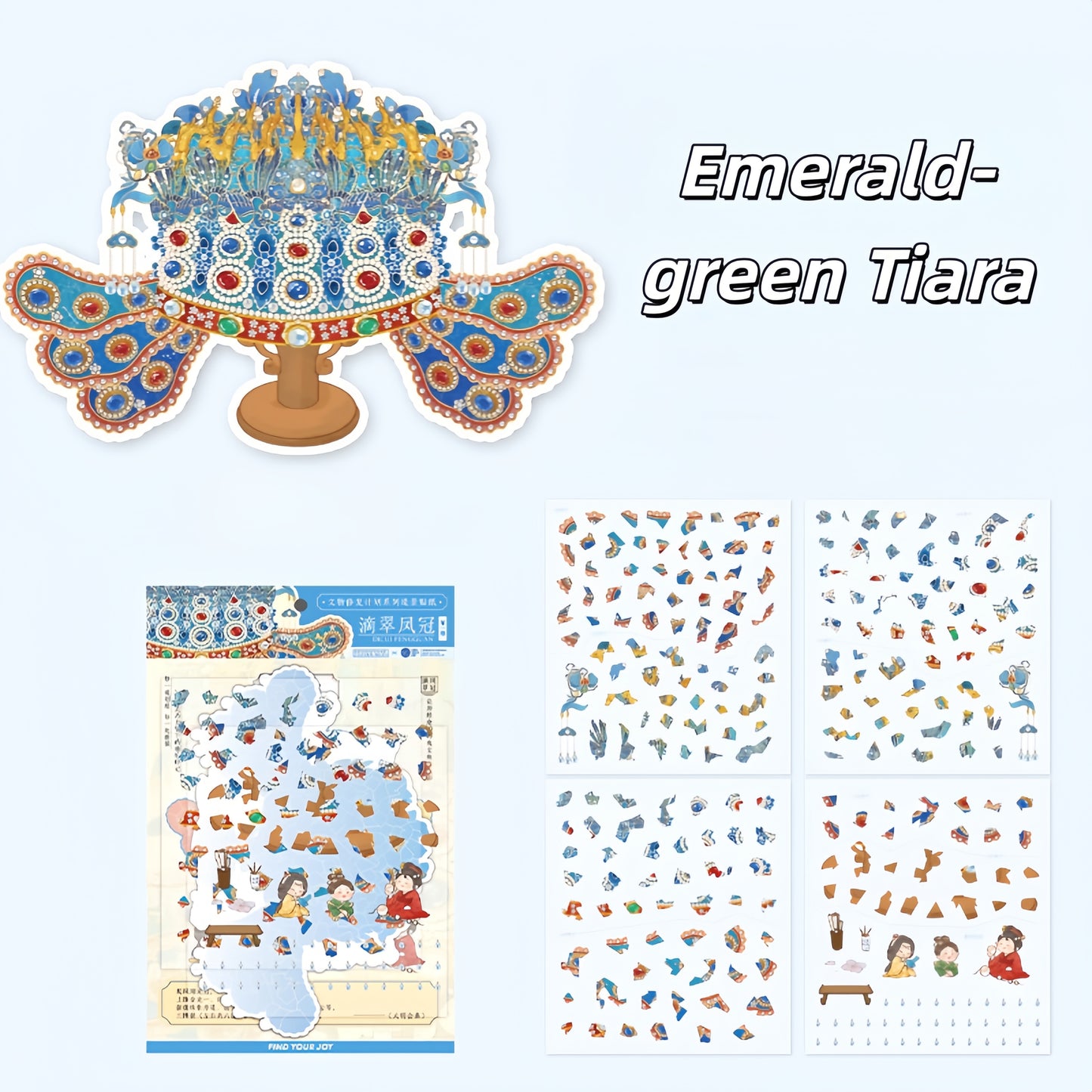 Oriental Elegance 3D Sticker | 4 Cute Miniature Scenes