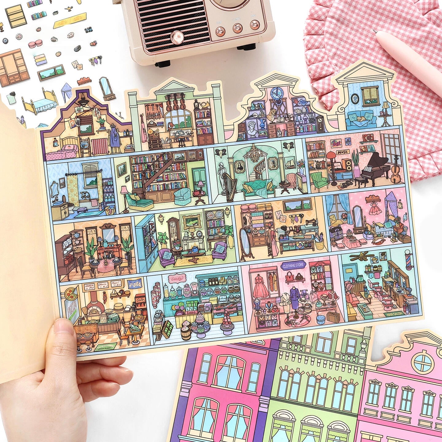 Colorful Cubicles 3D Sticker | 2 Cute Miniature Scenes