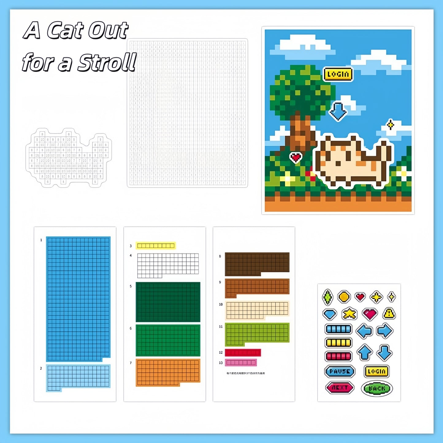 Pixel Bead 3D Sticker | 4 Cute Miniature Scene