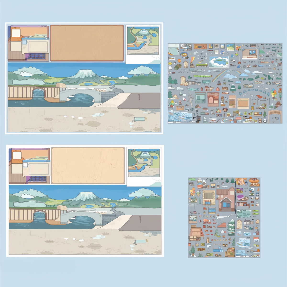Scenic Corners 3D Sticker | 4 Cute Miniature Scenes