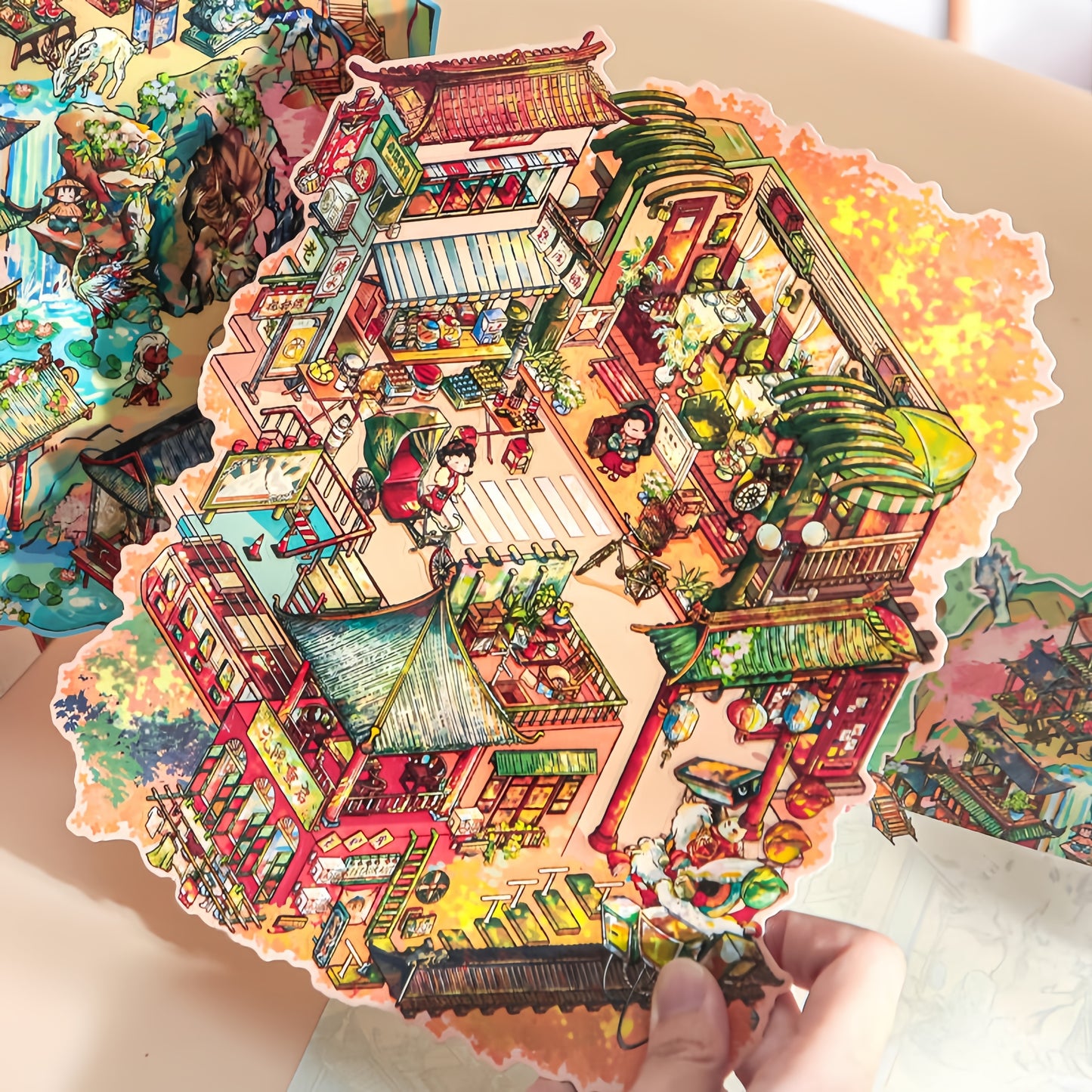 A Dream of Orchid Mountain 3D Sticker | 2 Cute Miniature Scenes