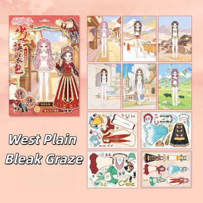 New Chinese Girl Dress Up 3D Sticker Book