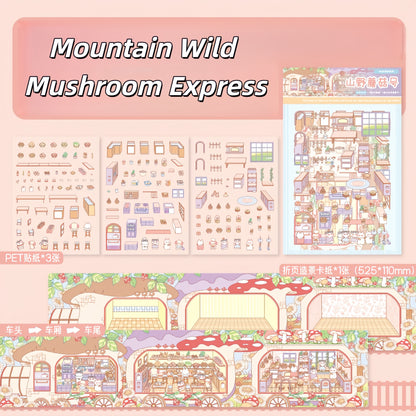 Time Train 3D Sticker | 4 Cute Miniature Scene