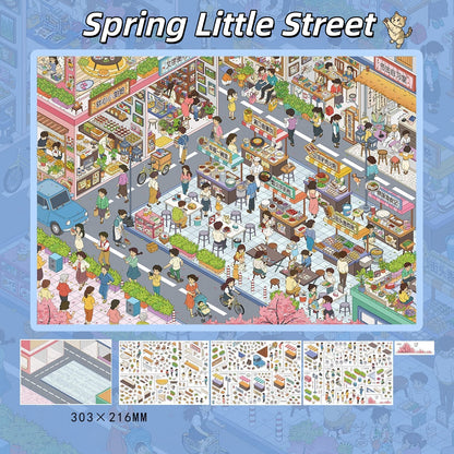 Town Scenes 3D Sticker | 2 Cute Miniature Scenes
