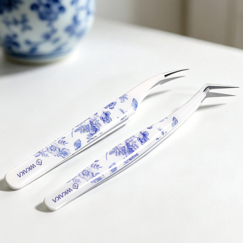 Blue Porcelain Professional Sticker Tweezers