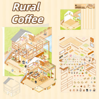 Capybara Cafe 3D Sticker | 4 Cute Miniature Scenes