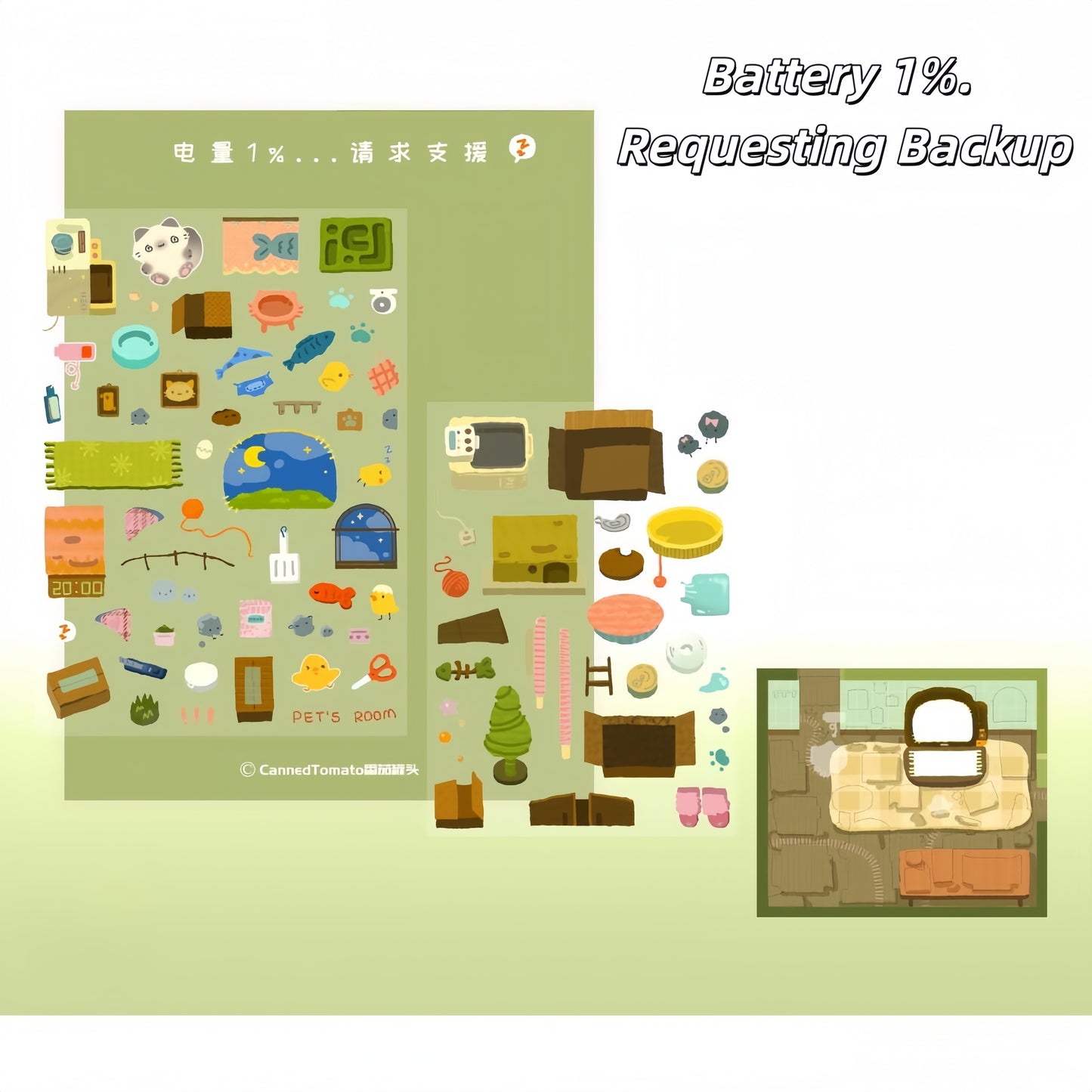 Cleaning Up Series 3D Sticker | 4 Cute Miniature Scenes