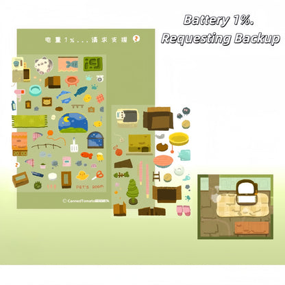 Cleaning Up Series 3D Sticker | 4 Cute Miniature Scenes