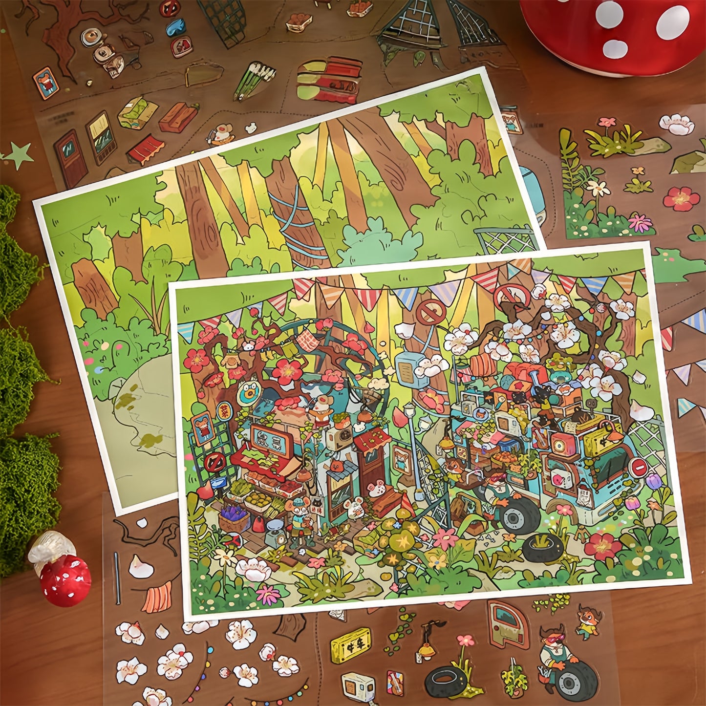 Leaflets 3D Sticker | 4 Cute Miniature Scenes