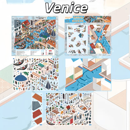 Street Scenes Memoir 3D Sticker | 8 Cute Miniature Scenes