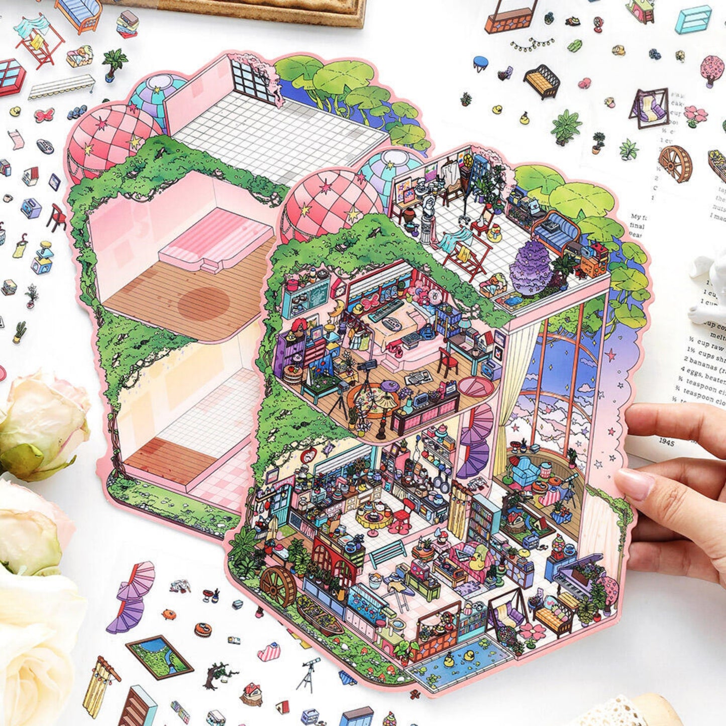 Dream Home 3D Sticker | 2 Cute Miniature Scenes