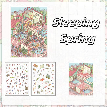 Adventure Notebook 3D Sticker | 4 Cute Miniature Scenes