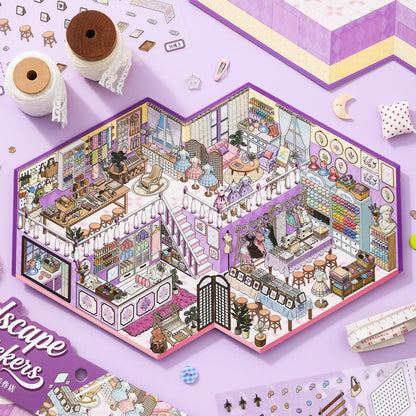 Shelf Display 3D Sticker | 2 Cute Miniature Scenes