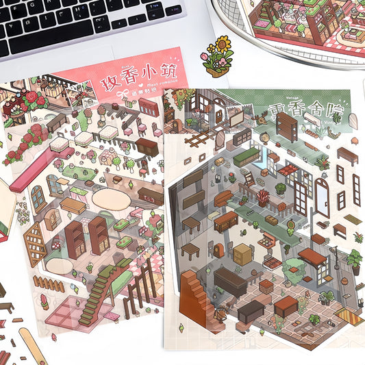 Dream House 3D Sticker | 2 Cute Miniature Scenes