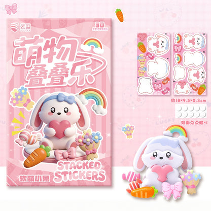 Fluffy Friends 3D Stackable Stickers | 6 Cute Miniature Themes