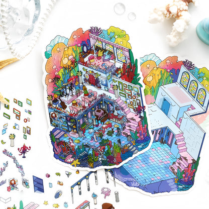 Curious Realms 3D Sticker | 4 Cute Miniature Scenes
