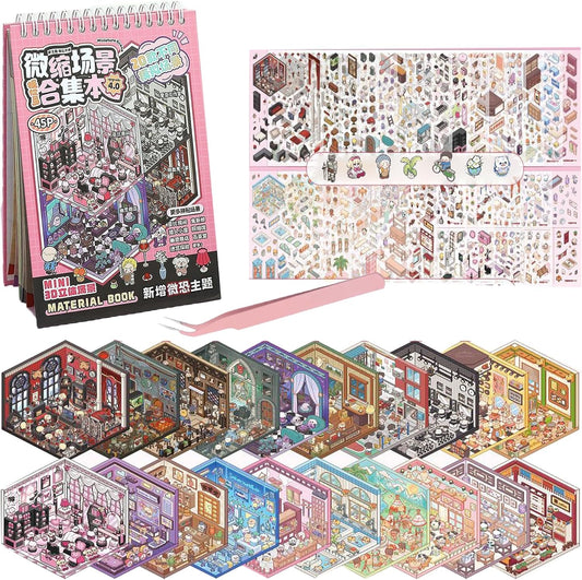 Horror Theme 3D Sticker Book | 20 Cute Miniature Scenes