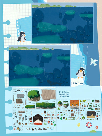 Slow Days 3D Sticker | 4 Cute Miniature Scenes