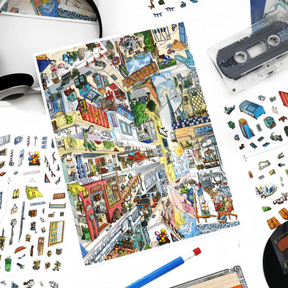 Fantastic Street 3D Sticker | 2 Cute Miniature Scenes