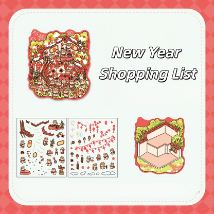 Good Luck New Year 3D Sticker | 4 Cute Miniature Scenes
