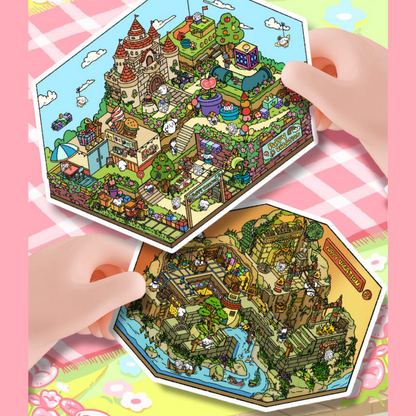 Meatball Puppy Adventure 3D Sticker | 2 Cute Miniature Scenes