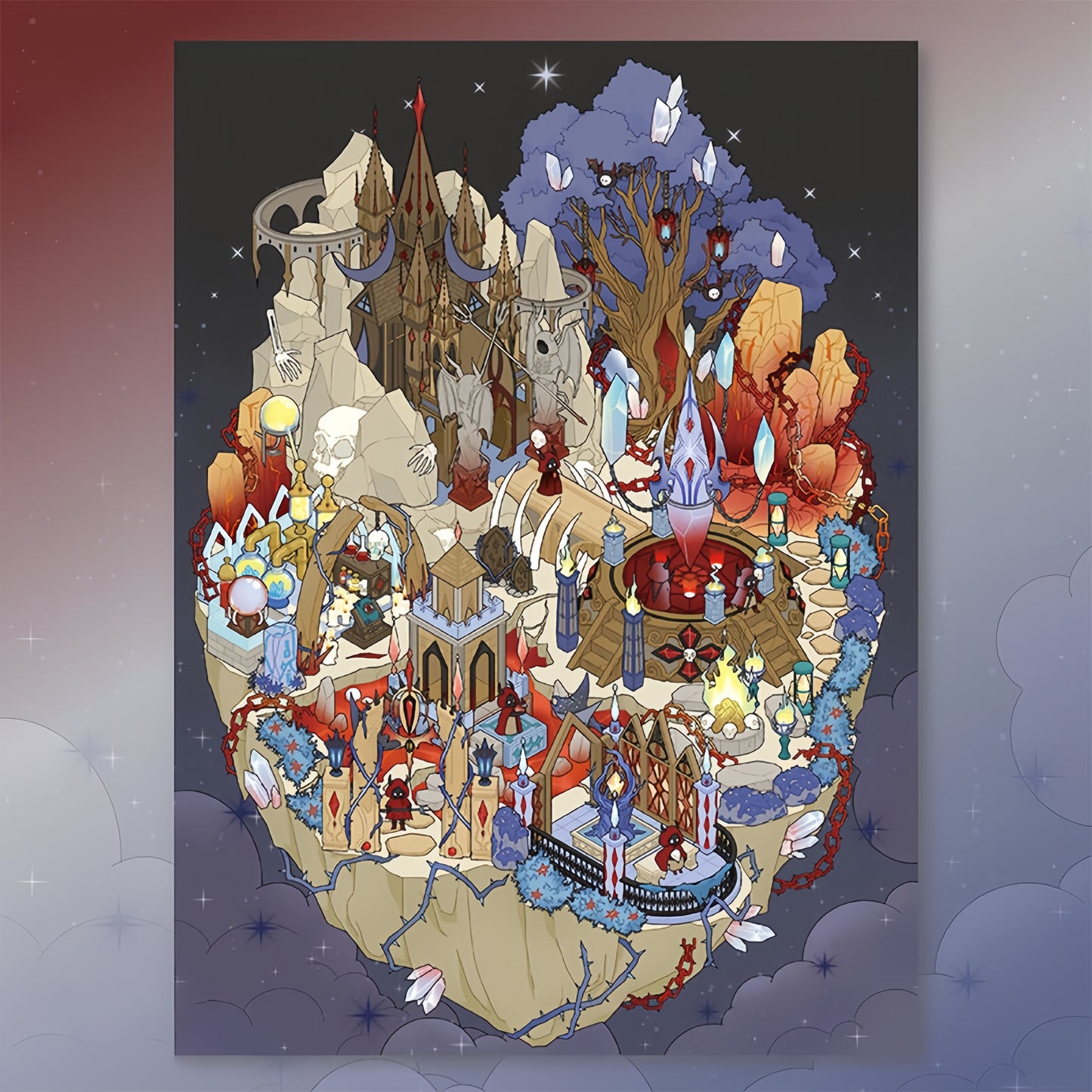 Twin Floating Isles 3D Sticker | 2 Cute Miniature Scenes
