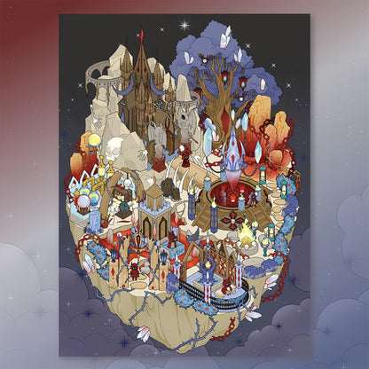 Twin Floating Isles 3D Sticker | 2 Cute Miniature Scenes