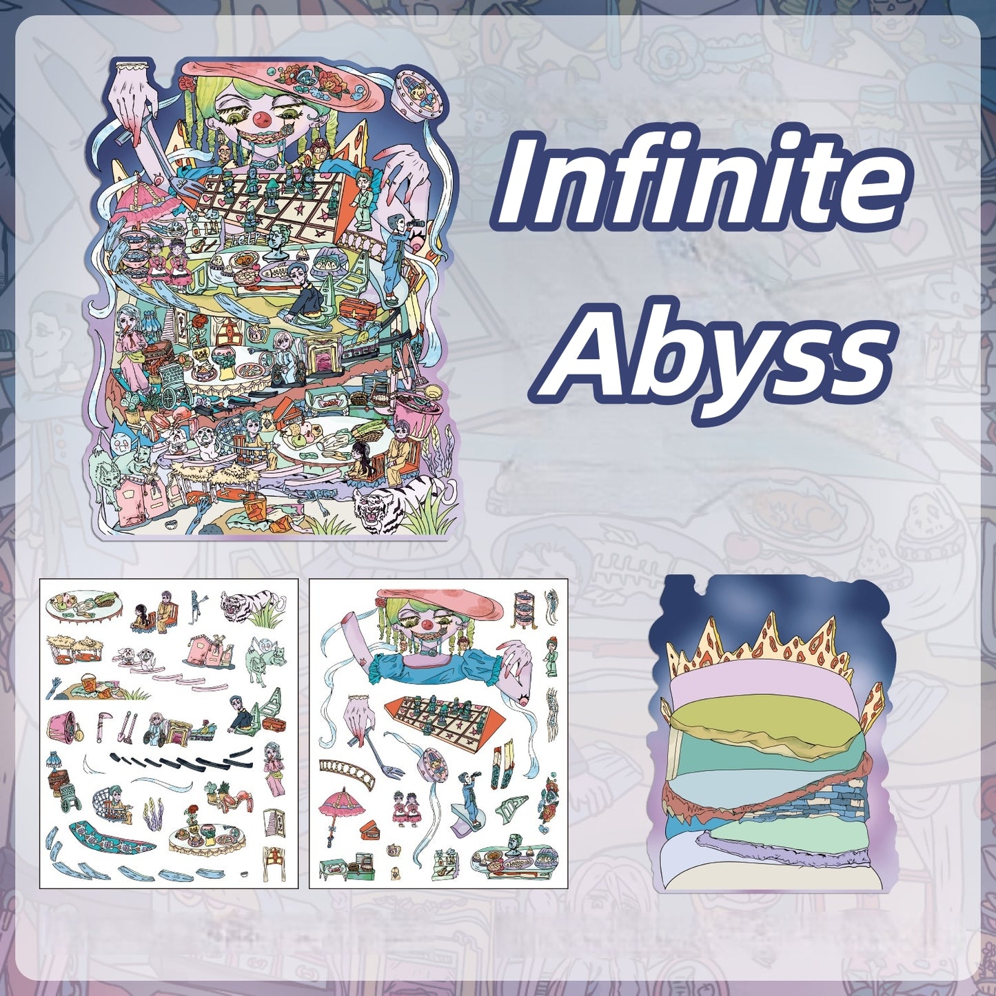 Endless Grotesque 3D Sticker | 4 Cute Miniature Scenes