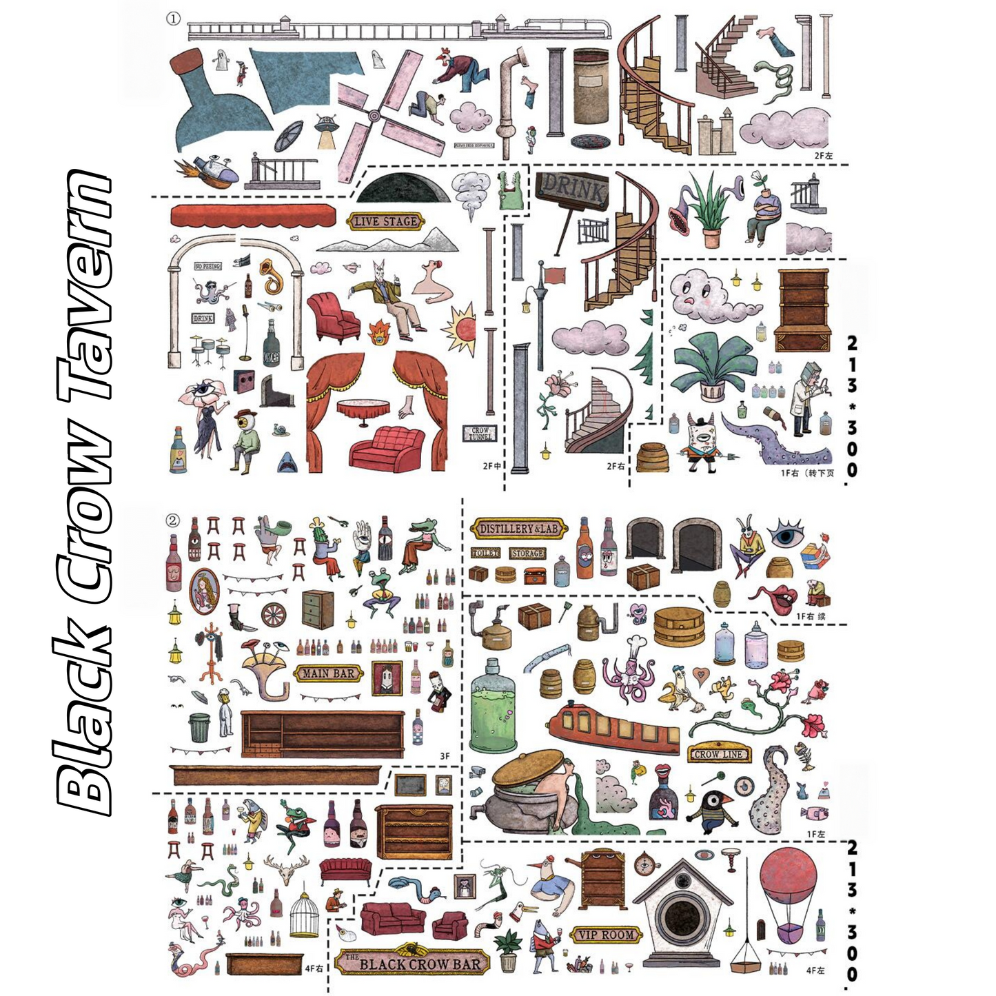 Under the Dim Light 3D Sticker | 2 Cute Miniature Scenes