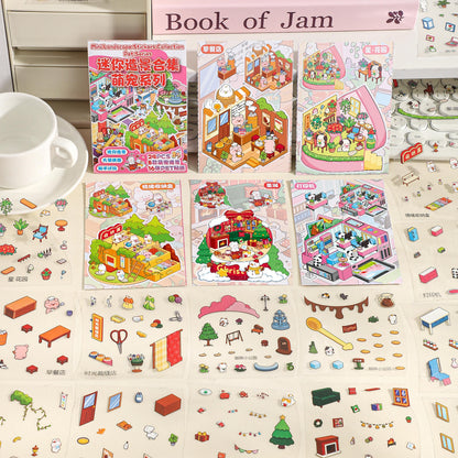 Ancient Style + Cute Pet Series 3D Sticker Book