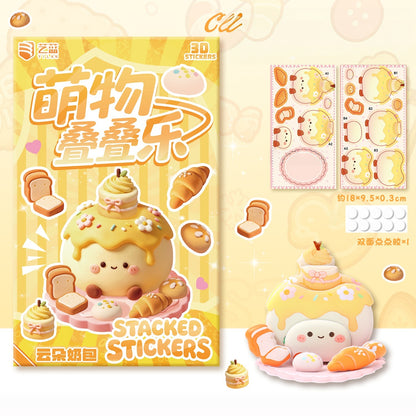 Fluffy Friends 3D Stackable Stickers | 6 Cute Miniature Themes