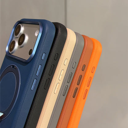 Solid-colored Leather Rotating Stand Acrylic Phone Case