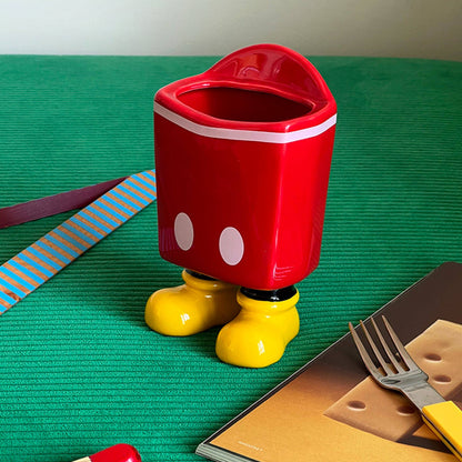 French Fries Box-Shaped Ceramic Pen Holder Desk Organizer