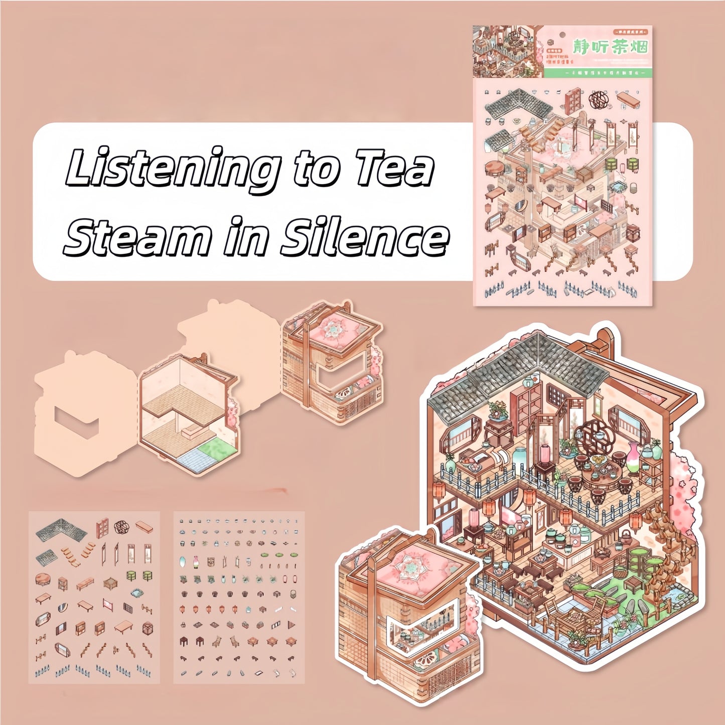Flip Building 3D Sticker | 6 Cute Miniature Scene