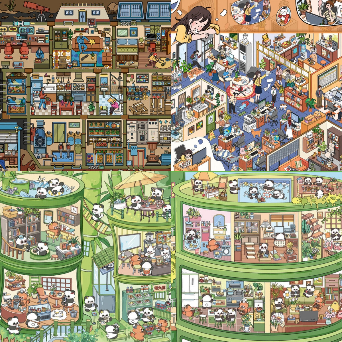 Whimsical Life 3D Sticker | 4 Cute Miniature Scenes