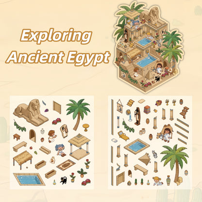 Time Travel 3D Sticker | 4 Cute Miniature Scenes