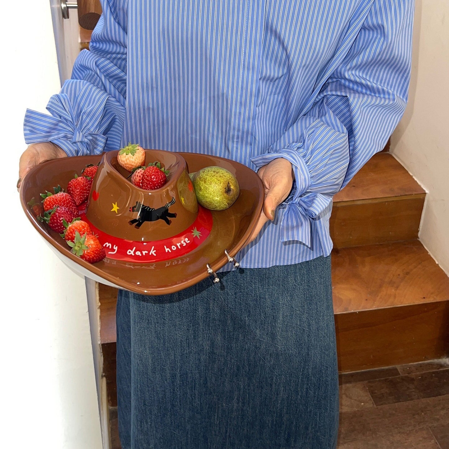 Cowboy Hat-Shaped Ceramic Plate