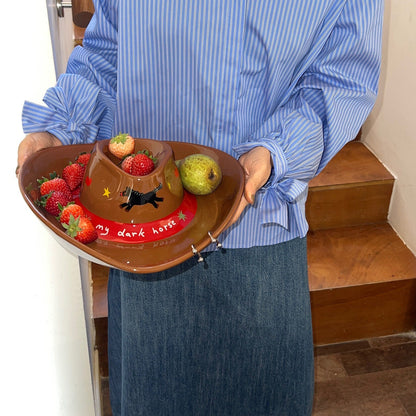 Cowboy Hat-Shaped Ceramic Plate