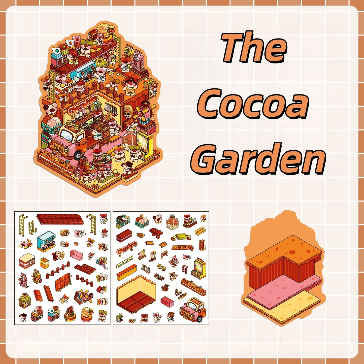 Sweet Shop 3D Sticker | 4 Cute Miniature Scenes